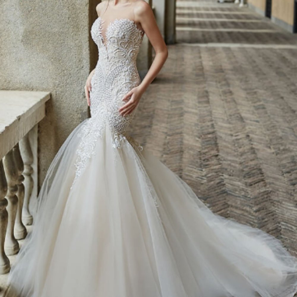 OKSANA MUKHA - Beaded Ivory Mermaid Wedding Dress